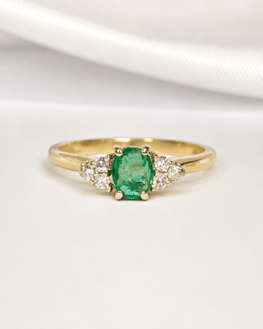 Bague Trilogie Émeraude &amp; Diamants "Jessy" - Elliade Paris