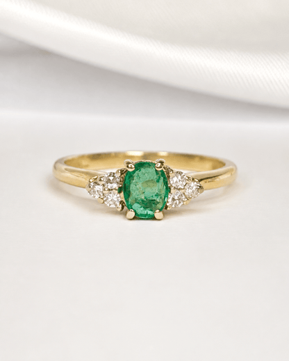 Bague Trilogie Émeraude &amp; Diamants "Jessy" - Elliade Paris