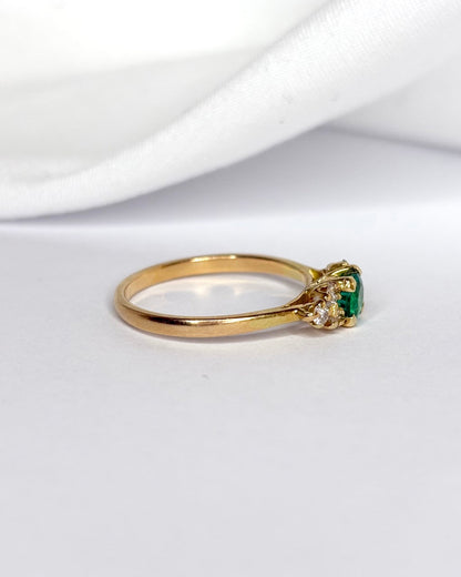 Bague Trilogie Émeraude &amp; Diamants "Lilia" - Elliade Paris