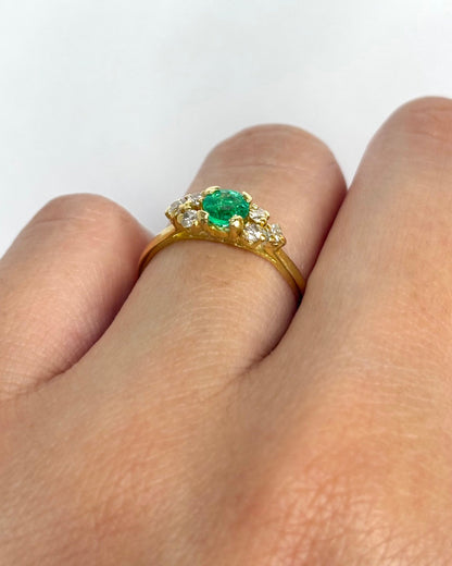 Bague Trilogie Émeraude &amp; Diamants "Lilia" - Elliade Paris