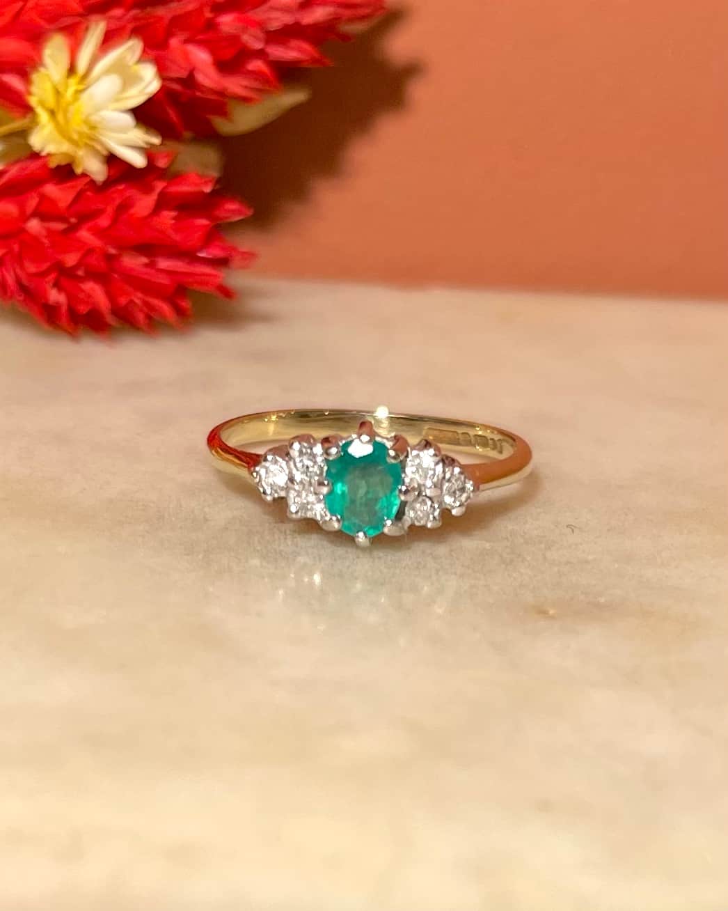 Bague Trilogie Emeraude &amp; Diamants "Raphaëlle" - Elliade Paris