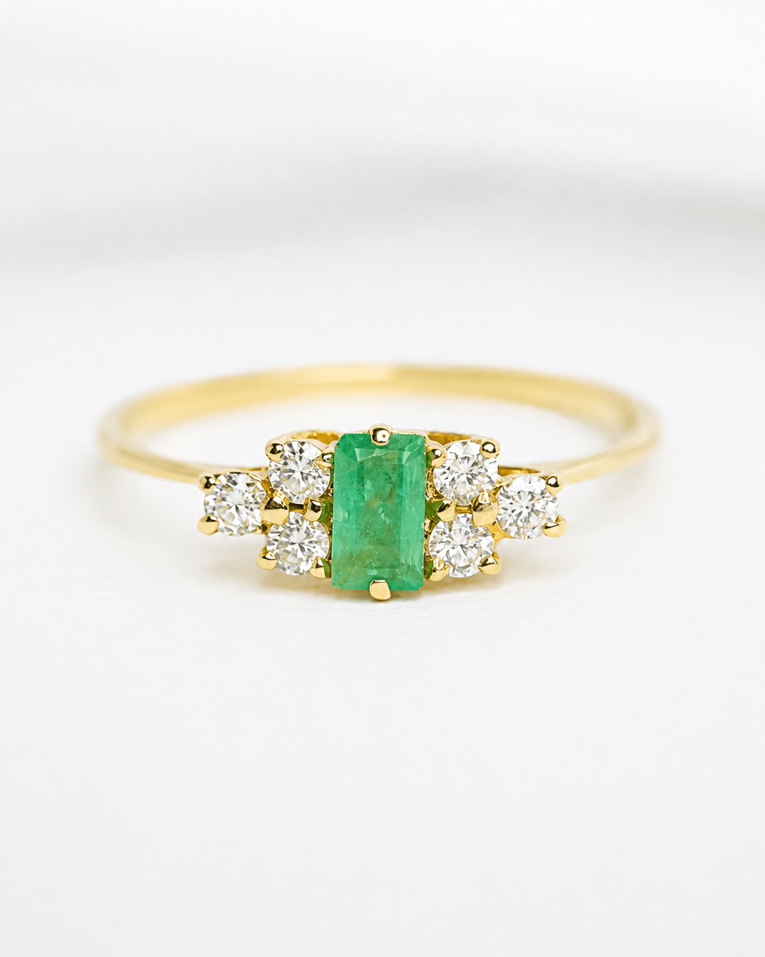 Bague Trilogie Émeraude &amp; Diamants "Sacha" - Elliade Paris