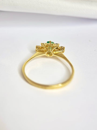 Bague Trilogie Émeraude &amp; Diamants "Sacha" - Elliade Paris