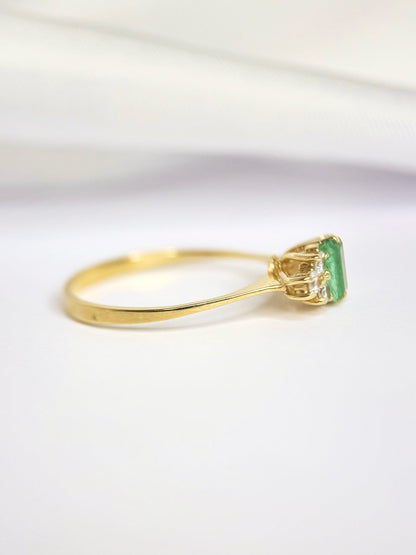 Bague Trilogie Émeraude &amp; Diamants "Sacha" - Elliade Paris