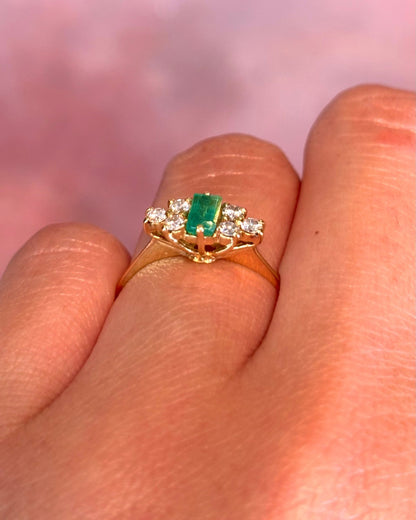 Bague Trilogie Émeraude &amp; Diamants "Sacha" - Elliade Paris