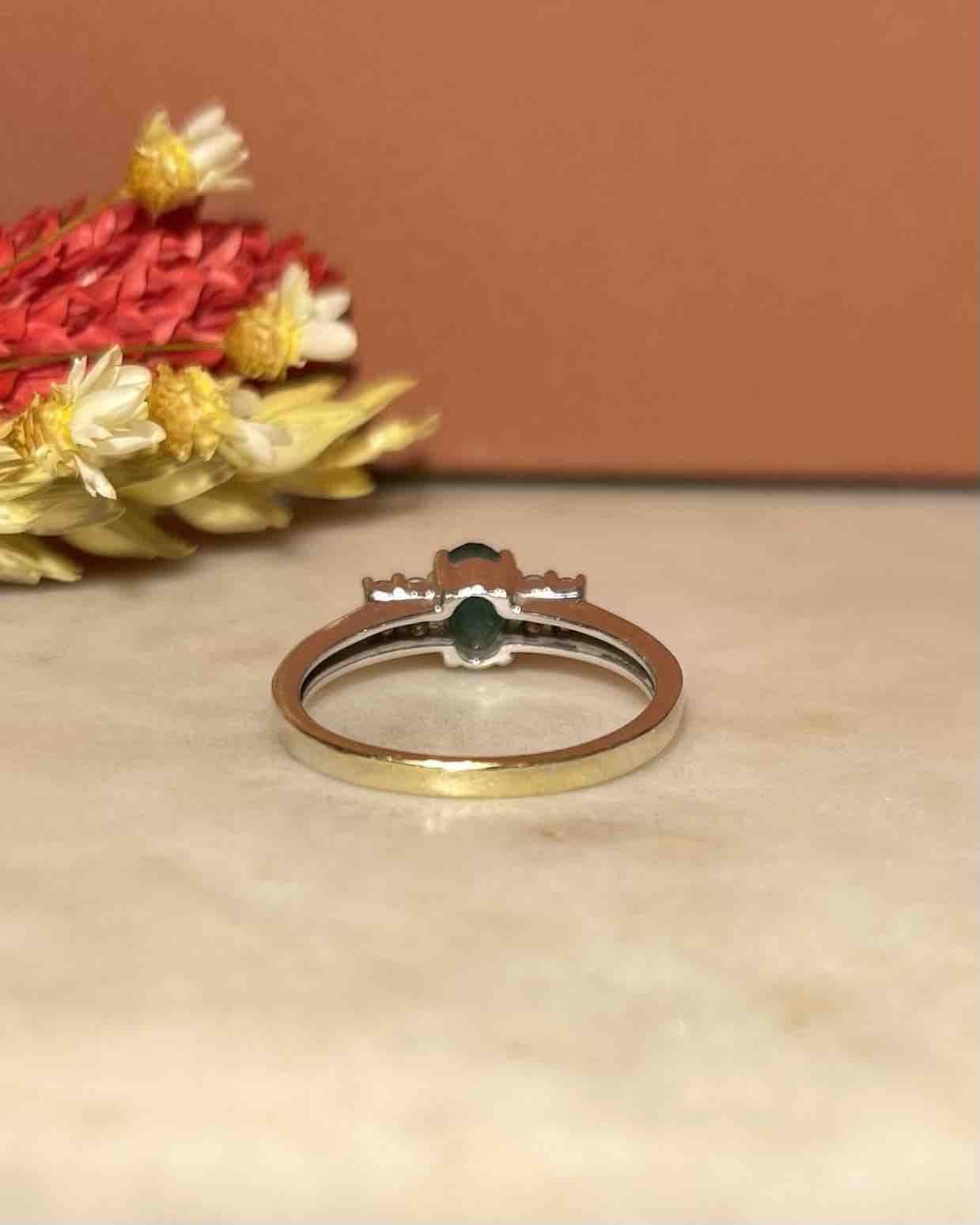 Bague Trilogie Emeraude &amp; Diamants "Steph" - Elliade Paris