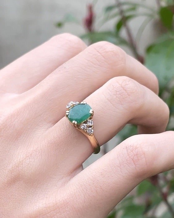 Bague Trilogie Emeraude &amp; Diamants "Suzie" - Elliade Paris