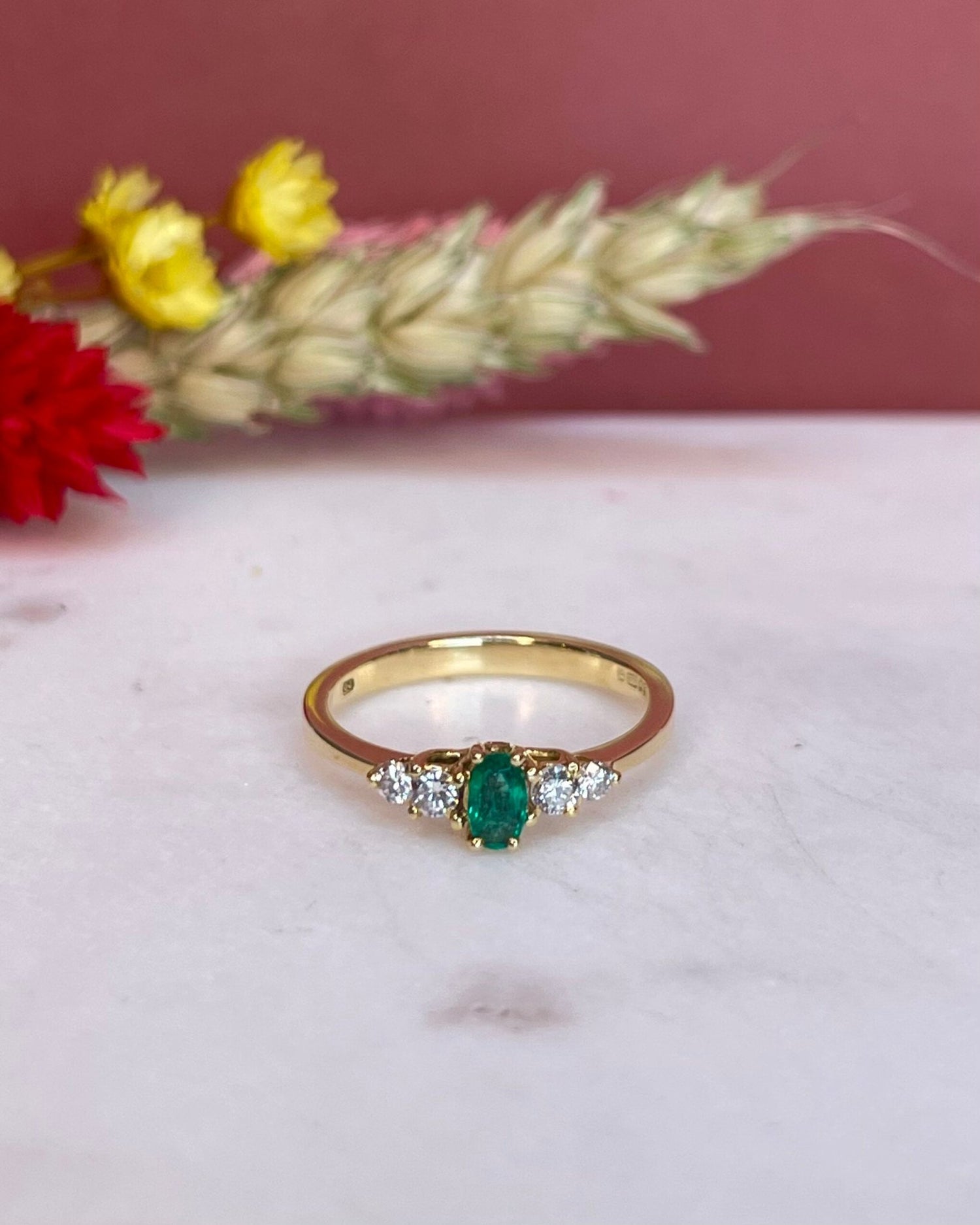 Bague Trilogie Émeraude &amp; Diamants &quot;Vanina&quot; - Elliade Paris