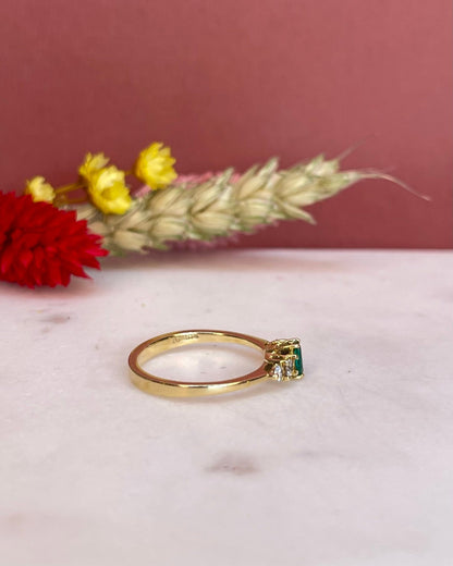 Bague Trilogie Émeraude &amp; Diamants &quot;Vanina&quot; - Elliade Paris