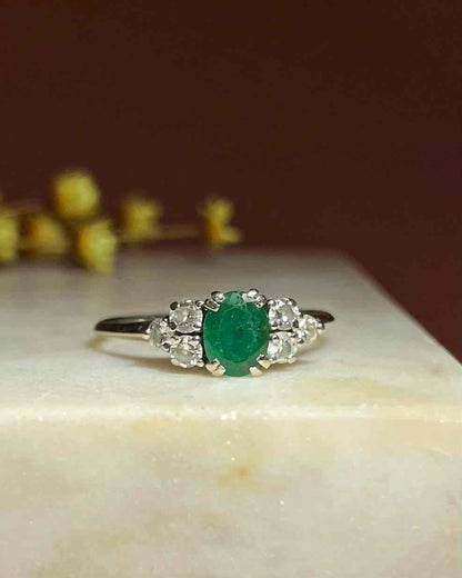 Bague trilogie Émeraude et diamants &quot;Alicia&quot; - Elliade Paris
