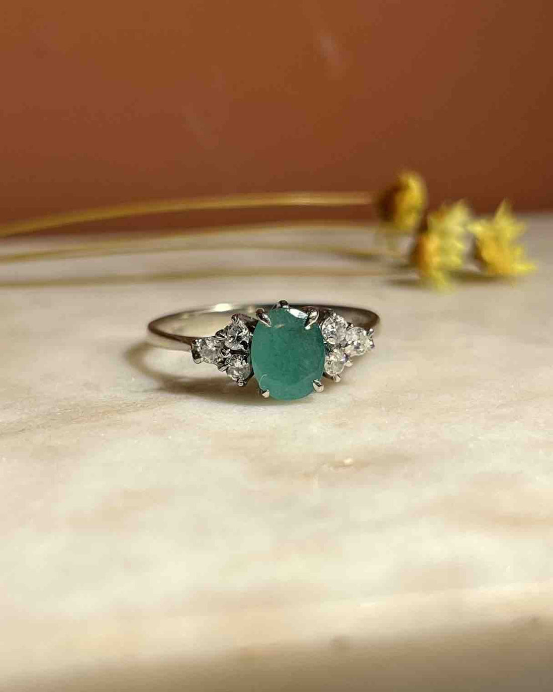 Bague trilogie Émeraude et diamants &quot;Blaire&quot; - Elliade Paris