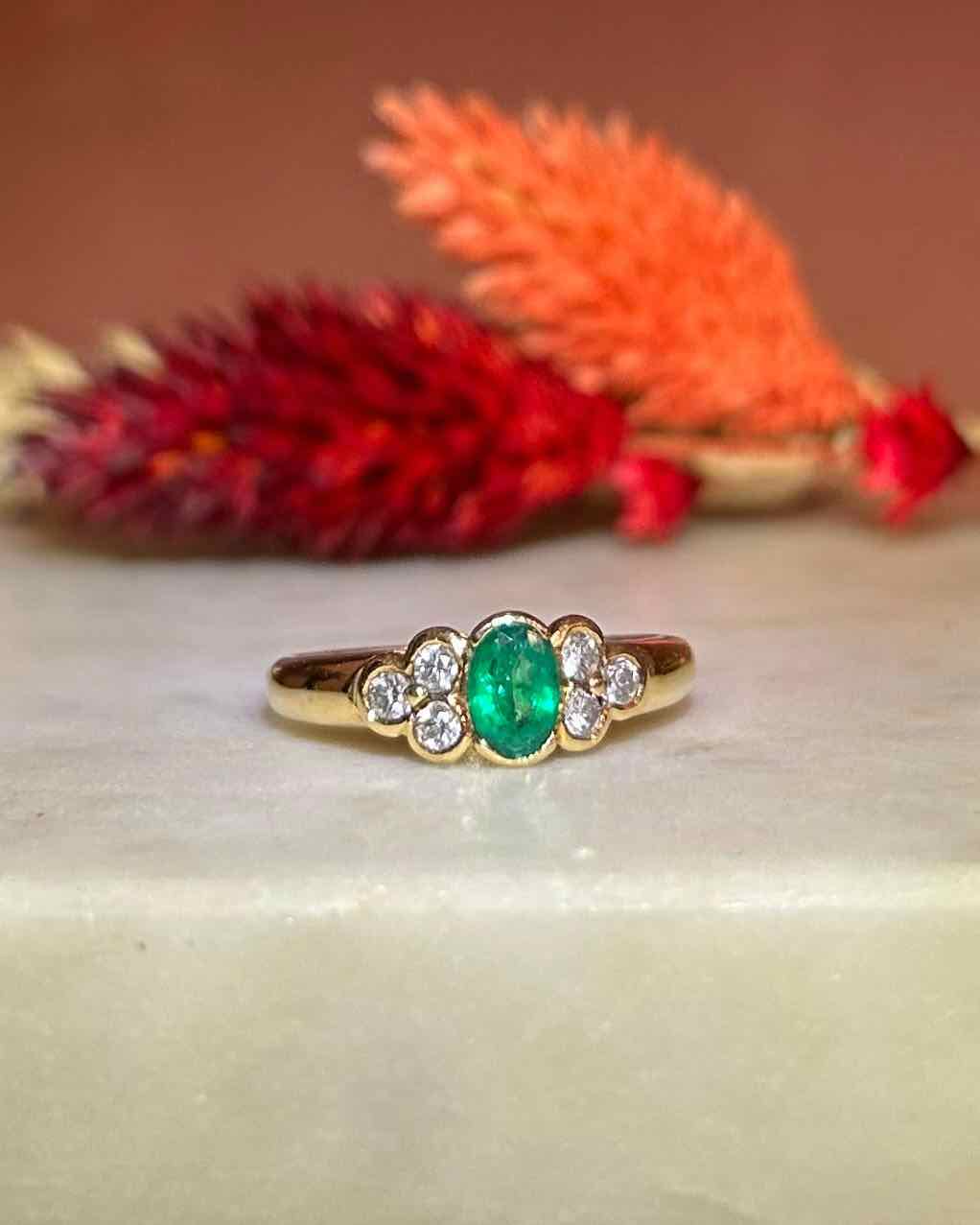 Bague Trilogie Émeraude et Diamants &quot;Noa&quot;