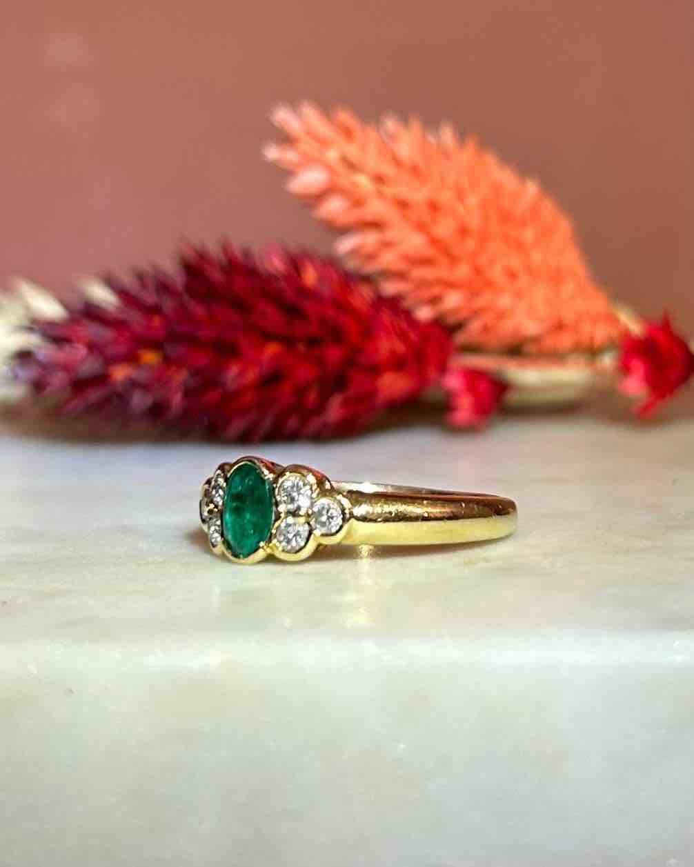 Bague Trilogie Émeraude et Diamants "Noa" - Elliade Paris