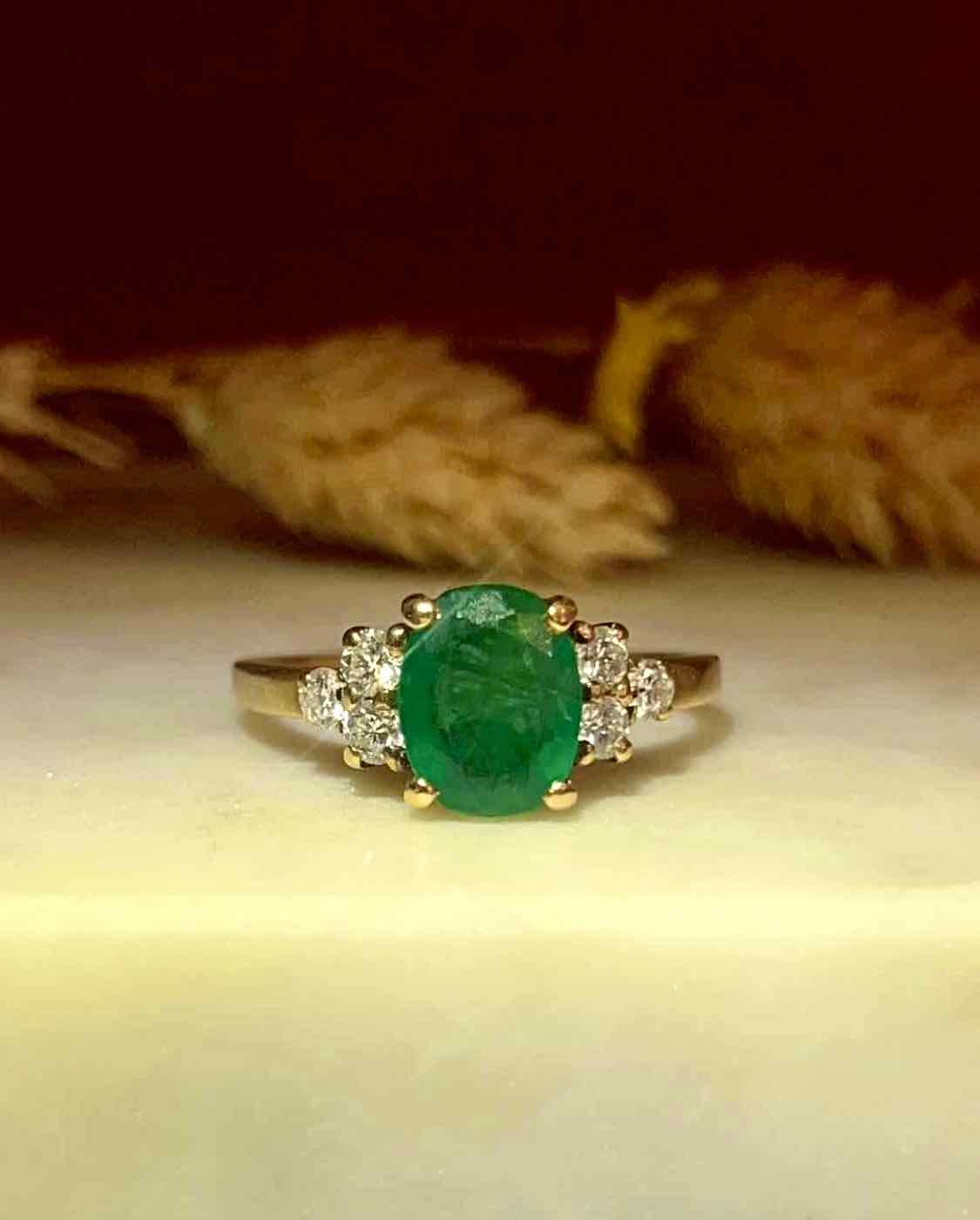 Bague Trilogie Émeraude et Diamants "Patsy" - Elliade Paris