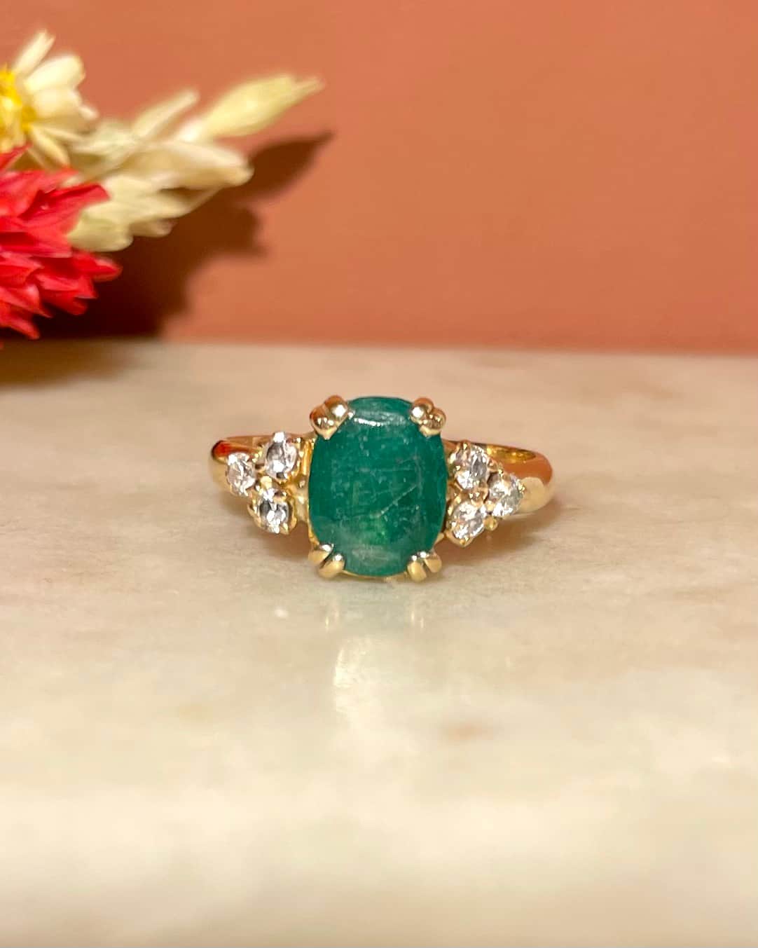 Bague Trilogie Emeraude &amp; Diamants &quot;Suzie&quot;
