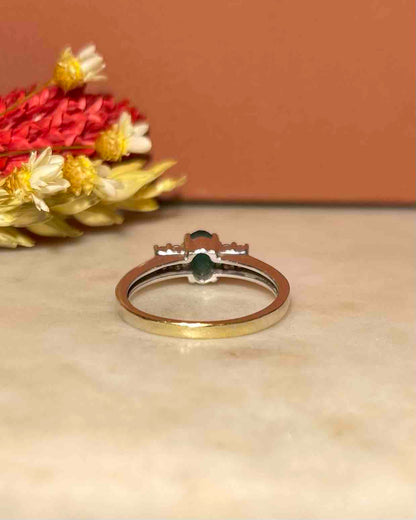 &quot;Steph&quot; Emerald &amp;amp; Diamond Trilogy Ring