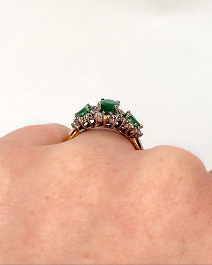 Bague Trilogie Émeraudes 1.05 carat &amp; Diamants 0.40 carat "Diane" - Elliade Paris