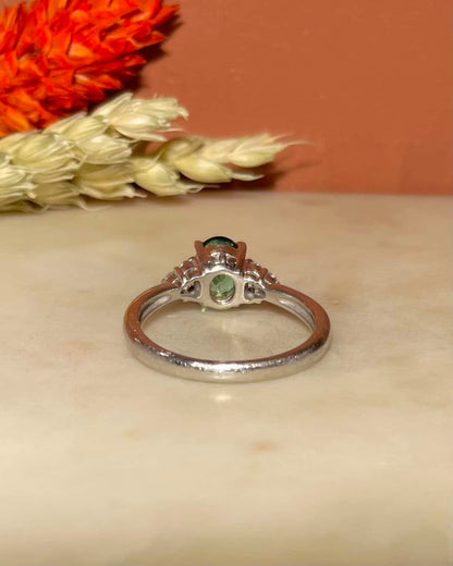 Bague Trilogie Tourmaline Verte 0.90 carat &amp; Diamants &quot;Anilson&quot;