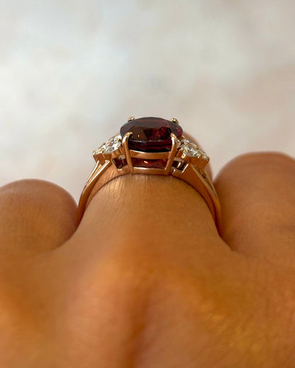 Bague Trilogie Grenat 3.40 carats &amp; Diamants 0.29 carat "Astrid" - Elliade Paris