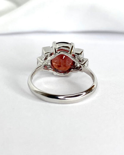 Bague Trilogie Grenat 3.43 carats &amp; Diamants 0.31 carat "Mélusine" - Elliade Paris