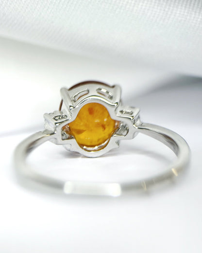 Bague Trilogie Grenat Spessartite 2.83 carats &amp; Diamants "Clara" - Elliade Paris