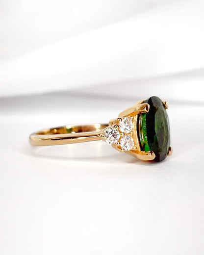 Bague Trilogie Grenat Tsavorite 2.60 carats &amp; Diamants 0.36 carat "Tara" - Elliade Paris