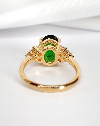Bague Trilogie Grenat Tsavorite 2.60 carats &amp; Diamants 0.36 carat "Tara" - Elliade Paris