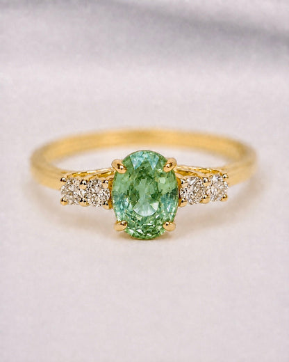 Bague Trilogie Grenat Vert Lime 1.17 carat &amp; Diamants "Nava" - Elliade Paris