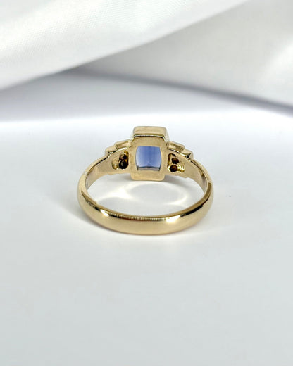 Bague Trilogie Iolite 0.42 carat &amp; 6 Diamants &quot;Roxana&quot; - Elliade Paris
