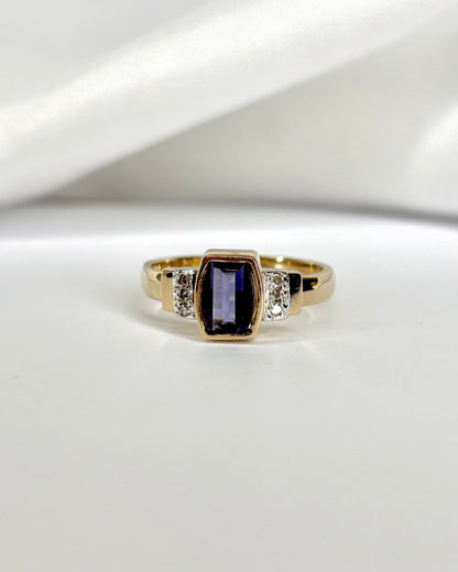 Bague Trilogie Iolite 0.42 carat &amp; 6 Diamants &quot;Roxana&quot; - Elliade Paris