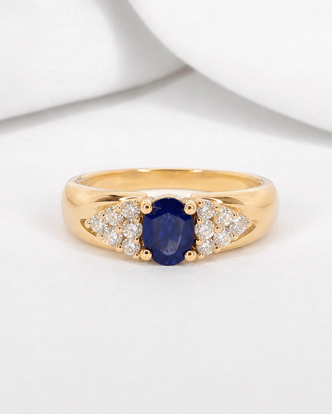 Bague Trilogie Jonc Saphir 1 carat &amp; Diamants 0.48 carat "Ornella" - Elliade Paris