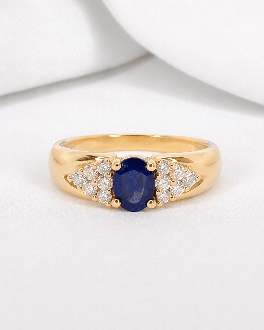 Bague Trilogie Jonc Saphir 1 carat &amp; Diamants 0.48 carat "Ornella" - Elliade Paris
