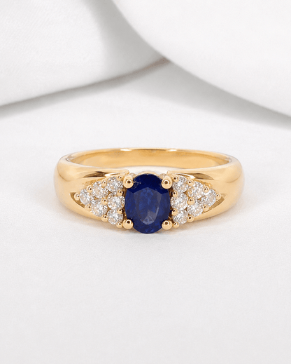 Bague Trilogie Jonc Saphir 1 carat &amp; Diamants 0.48 carat "Ornella" - Elliade Paris