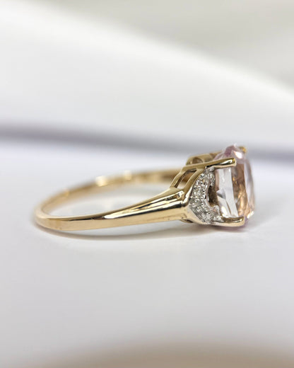 Bague Trilogie Kunzite 2.81 carats &amp; Diamants "Sidoine" - Elliade Paris