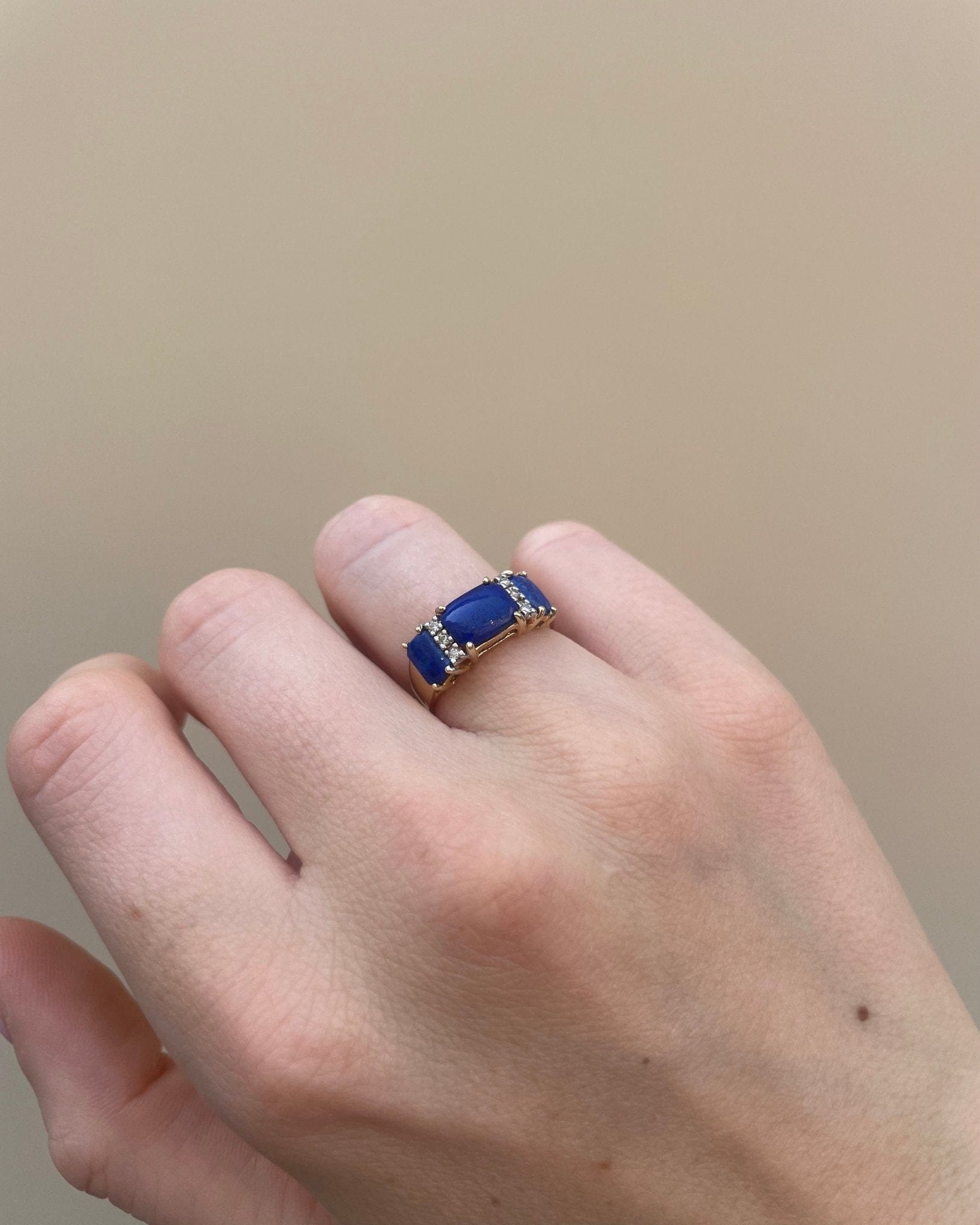 Bague Trilogie Lapis Lazuli 2 carats &amp; Diamants "Klervi" - Elliade Paris