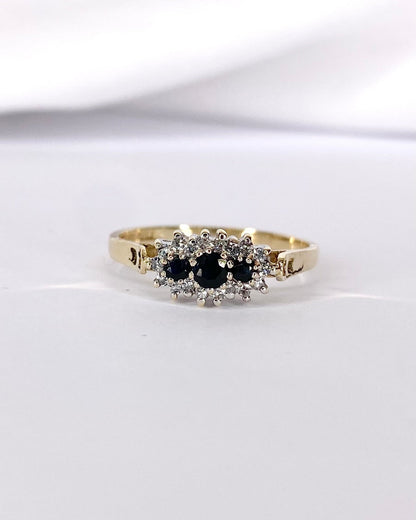 Bague Trilogie Marguerite Saphirs &amp; Diamants "Anaïs" - Elliade Paris