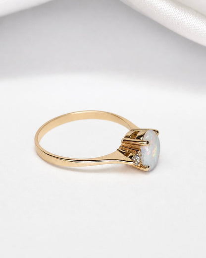 Bague Trilogie Opale 0.51 carat &amp; Diamants "Phénix" - Elliade Paris