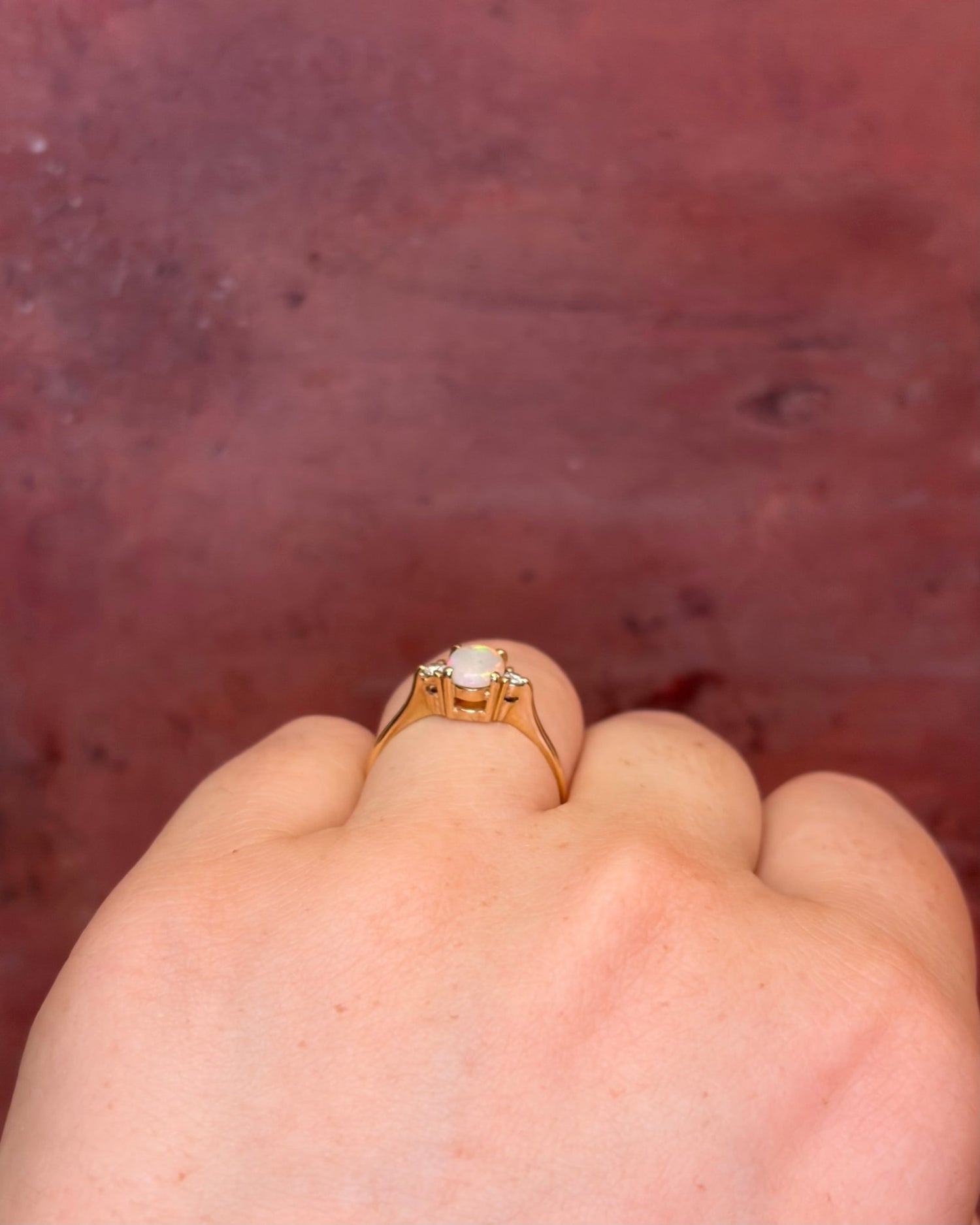 Bague Trilogie Opale 0.51 carat &amp; Diamants "Phénix" - Elliade Paris