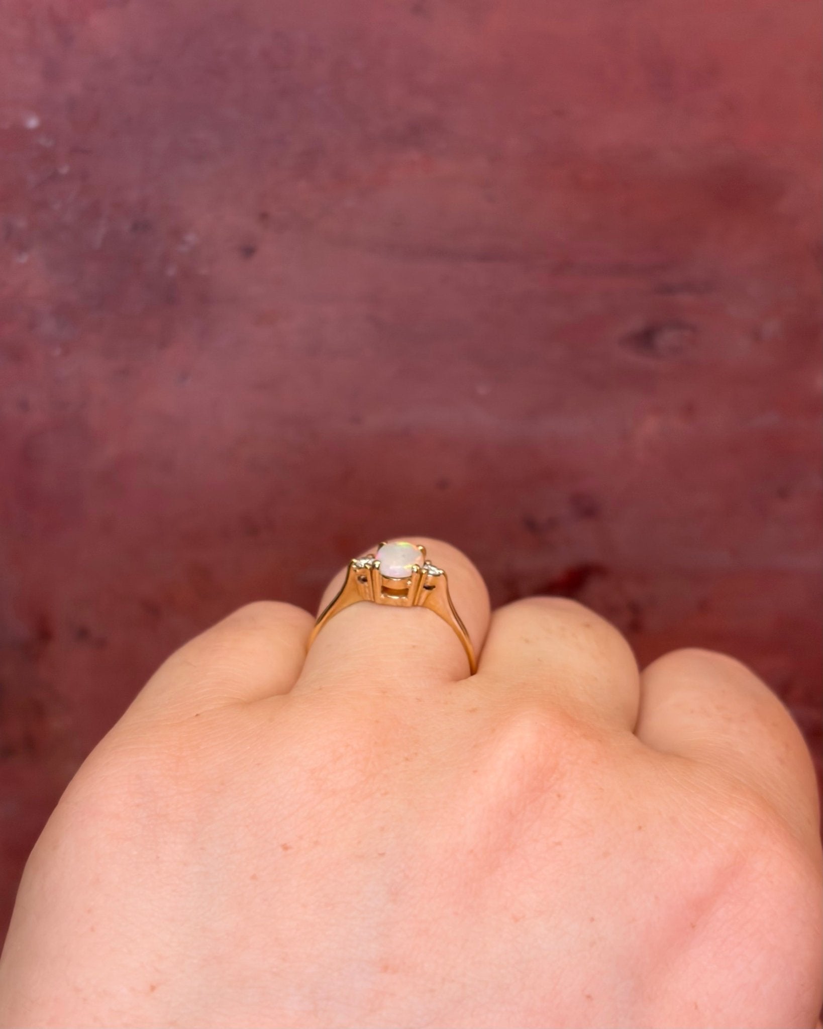 Bague Trilogie Opale 0.51 carat &amp; Diamants "Phénix" - Elliade Paris