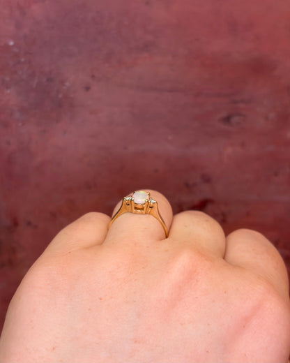 Bague Trilogie Opale 0.51 carat &amp; Diamants "Phénix" - Elliade Paris