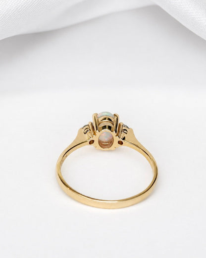 Bague Trilogie Opale 0.51 carat &amp; Diamants "Phénix" - Elliade Paris