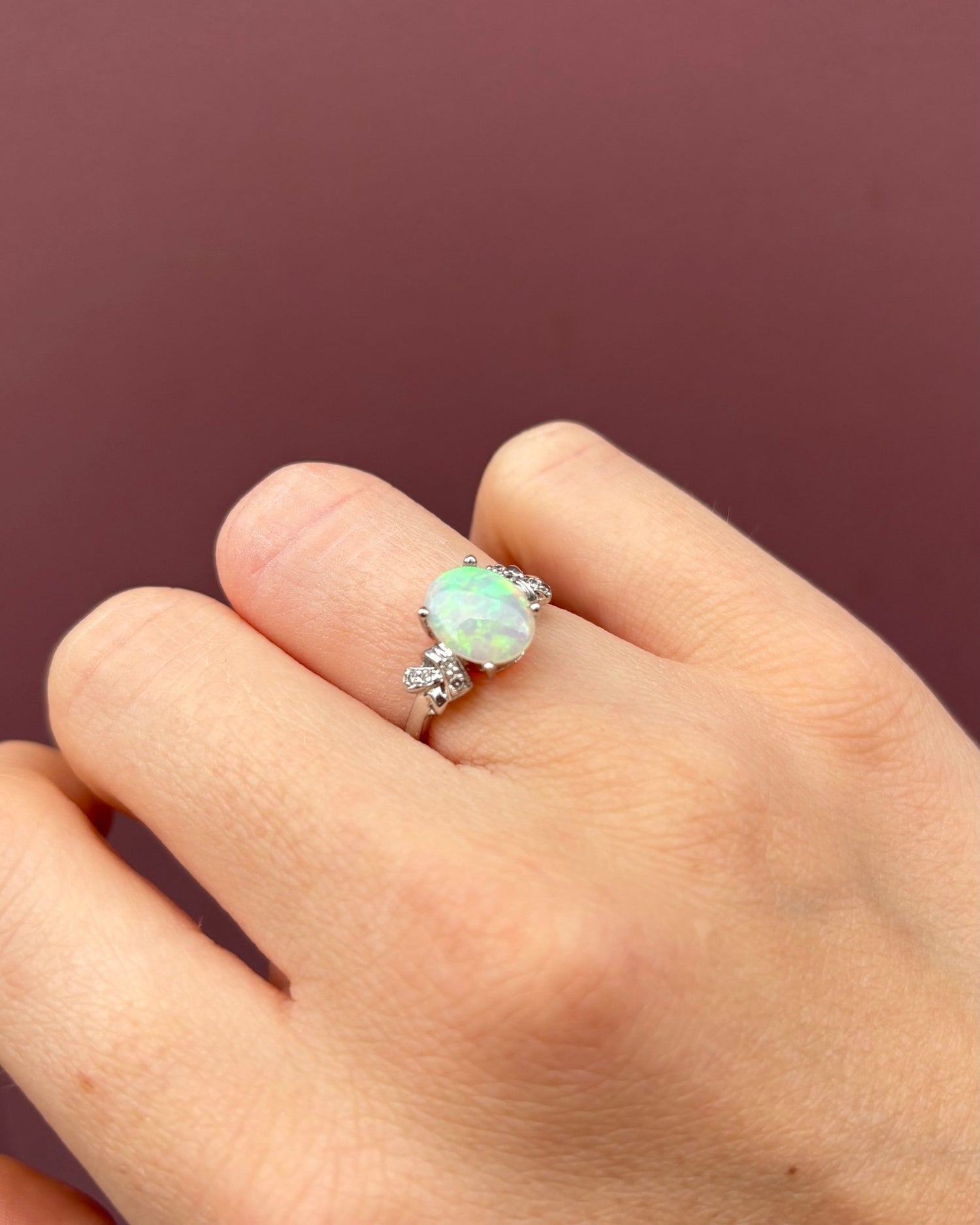Bague Trilogie Opale 1 Carat &amp; Diamants &quot;Oriana&quot; - Elliade Paris
