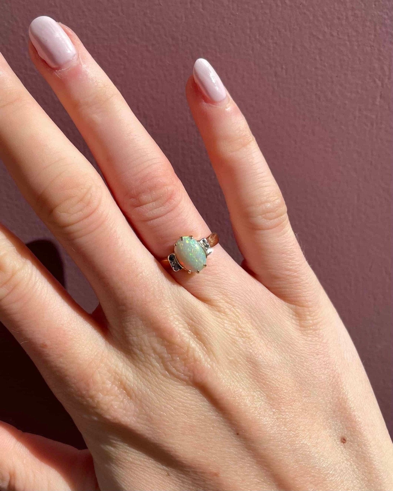 Bague Trilogie Opale 1.15 Carat &amp; Diamants "Margerie" - Elliade Paris