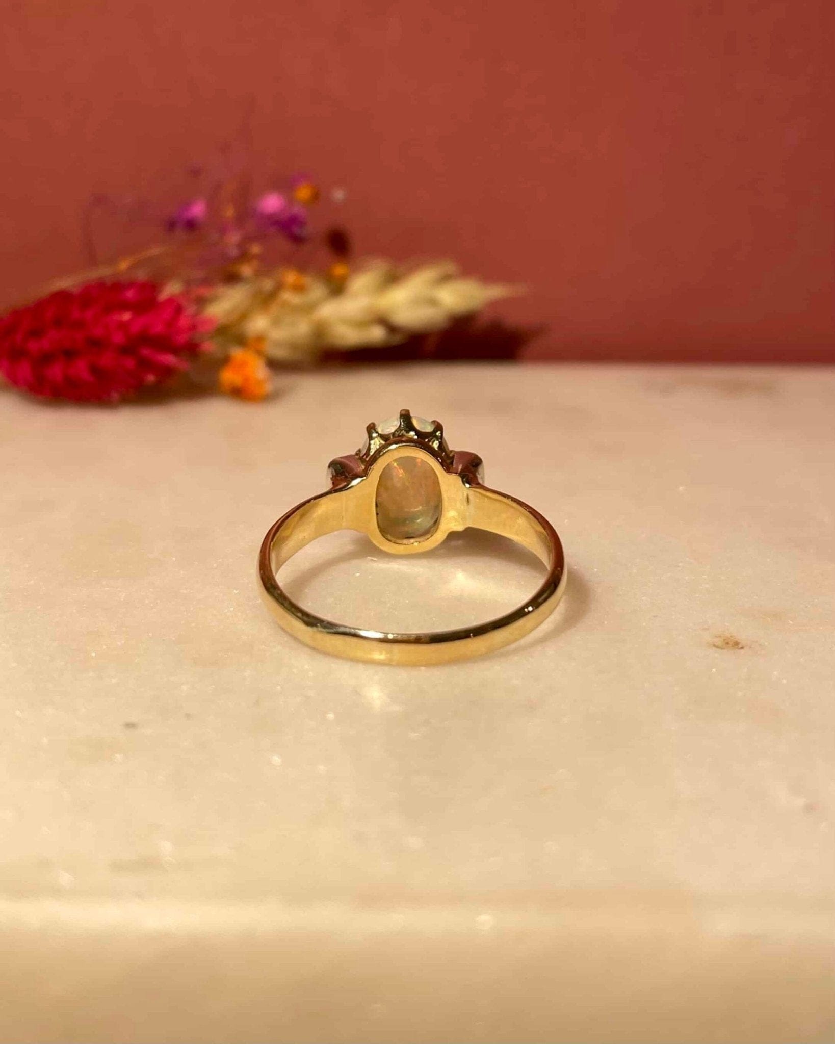 Bague Trilogie Opale 1.15 Carat &amp; Diamants "Margerie" - Elliade Paris