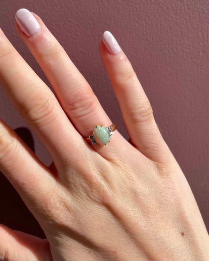 Bague Trilogie Opale 1.15 Carat &amp; Diamants &quot;Margerie&quot; - Elliade Paris