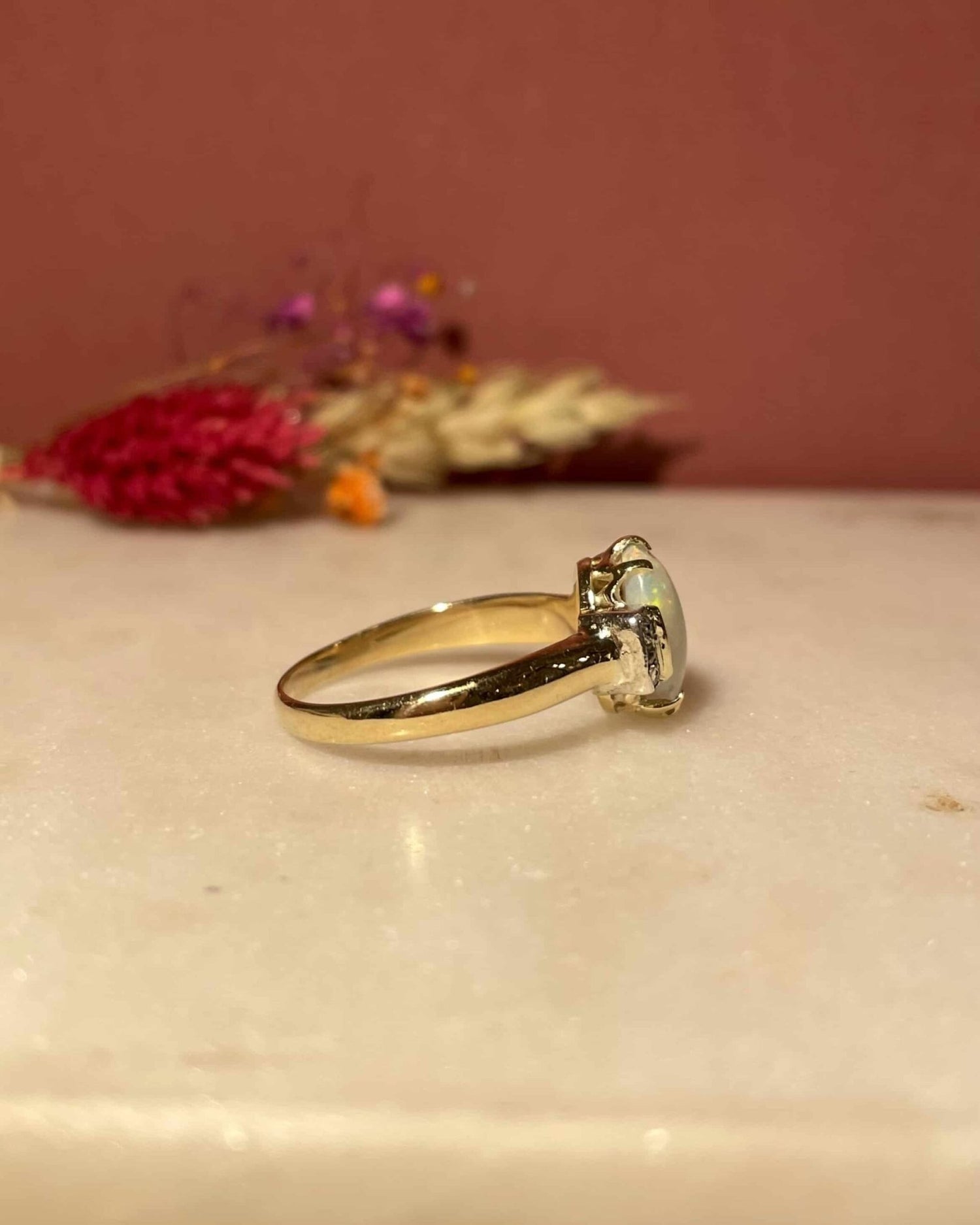 Bague Trilogie Opale 1.15 Carat &amp; Diamants &quot;Margerie&quot; - Elliade Paris