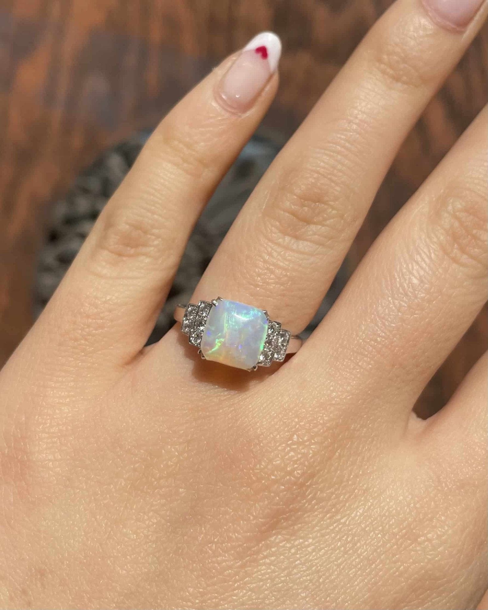 Bague Trilogie Opale 1.50 Carat &amp; Diamants "Karine" - Elliade Paris