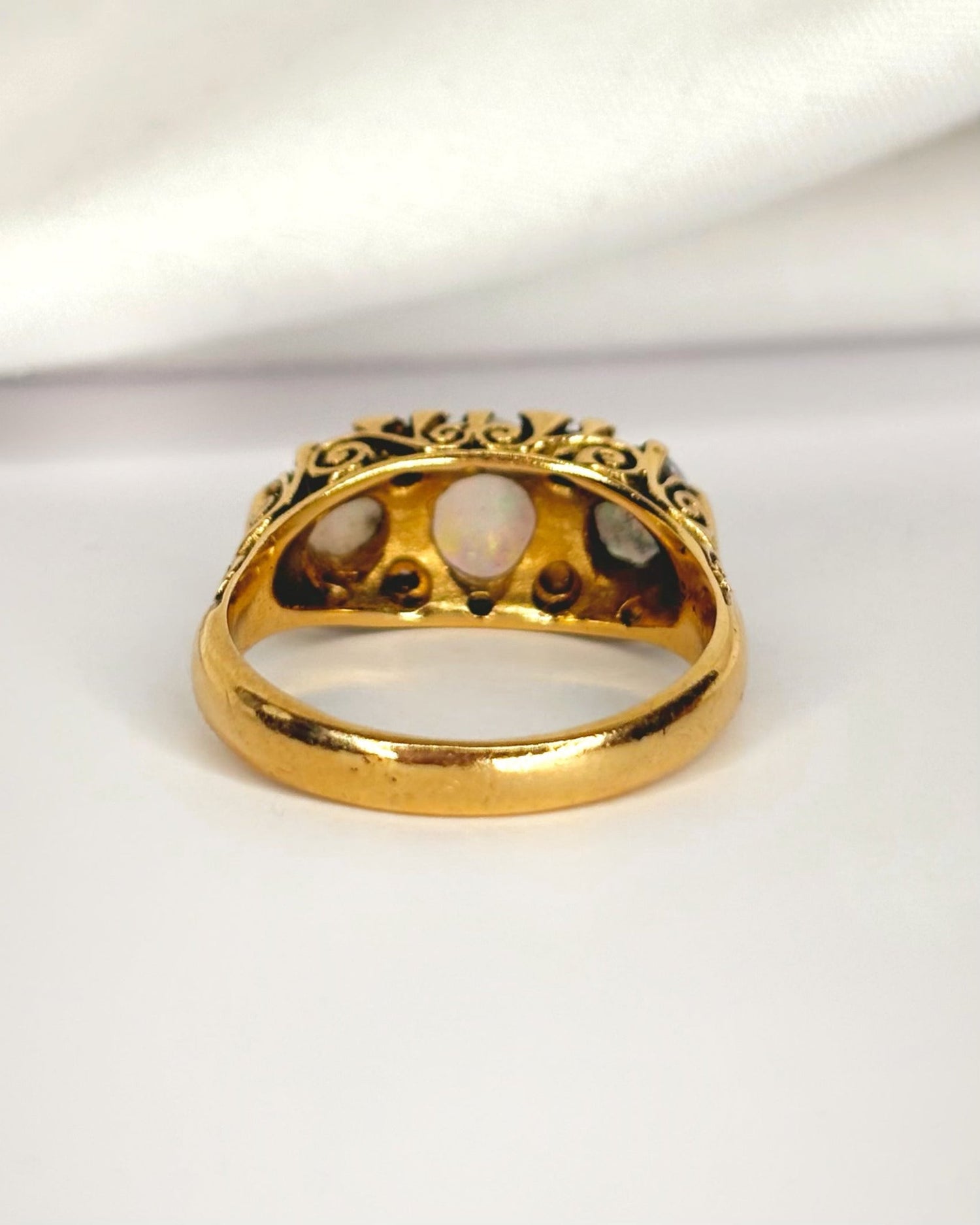 Bague Trilogie Opales 0.52 carat &amp; Diamants "Flamine" - Elliade Paris