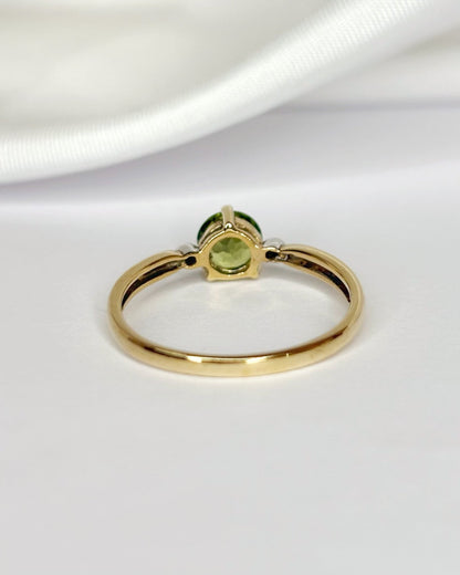 Bague Trilogie Péridot 0.80 carat &amp; Diamants "Romane" - Elliade Paris