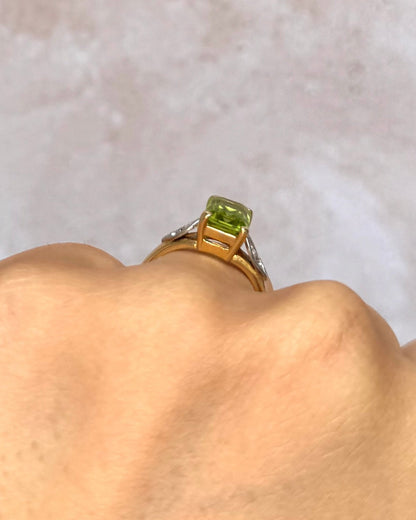 Bague Trilogie Péridot 1.80 carat &amp; Diamants 3.53g "Anissa" - Elliade Paris